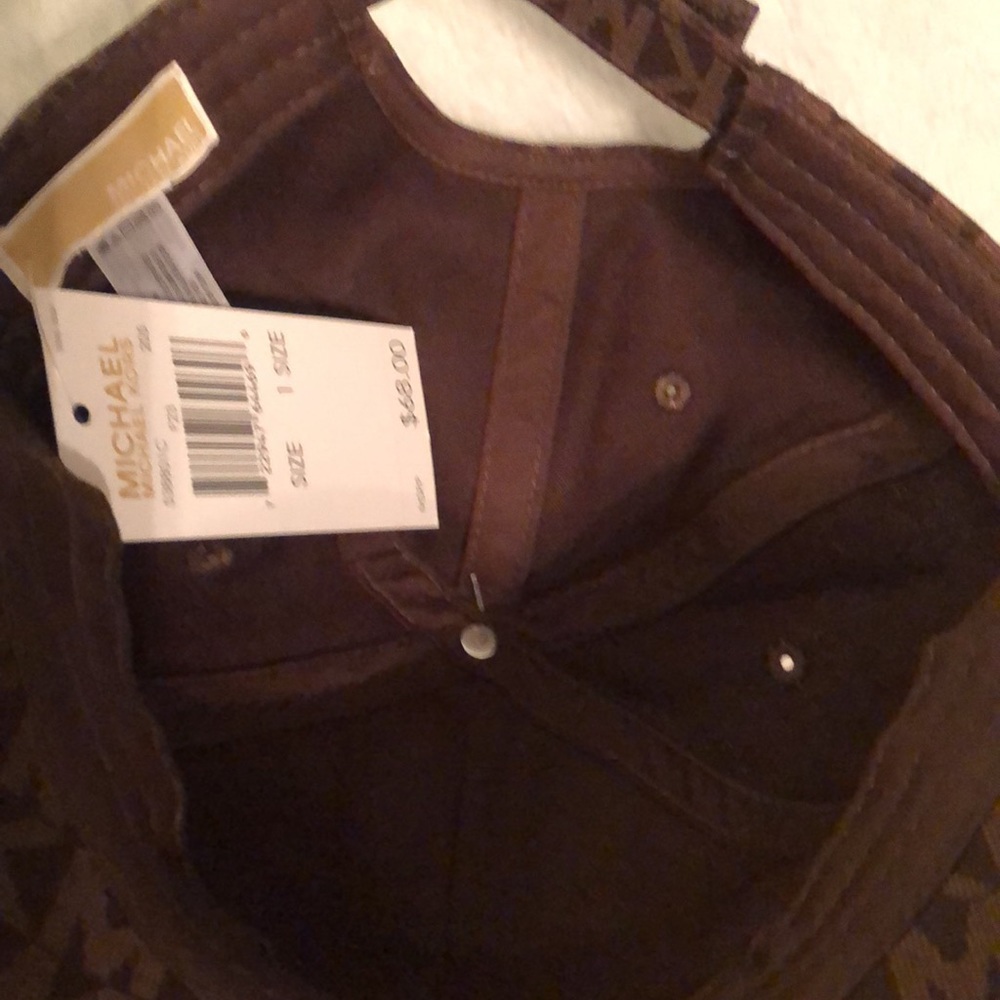 Michael Kors Brown 100% Cotton MK Monogram Adjustable Baseball Cap OS NWT - Picture 15 of 15